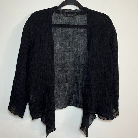 Soft Surroundings 100% Linen Cardigan Shawl Black Sz Small Gauzy Lagenlook Sheer - Picture 7 of 7